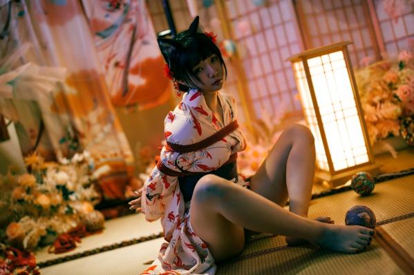    落落Raku-成人式：精致和服诱惑，猫耳装扮与红绳私房写真，极致身材尽显日系魅力第30张图片