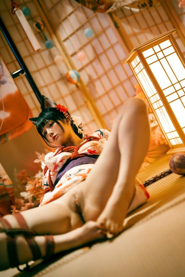    落落Raku-成人式：精致和服诱惑，猫耳装扮与红绳私房写真，极致身材尽显日系魅力第46张图片
