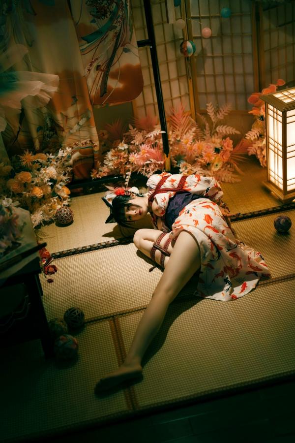    落落Raku-成人式：精致和服诱惑，猫耳装扮与红绳私房写真，极致身材尽显日系魅力第47张图片