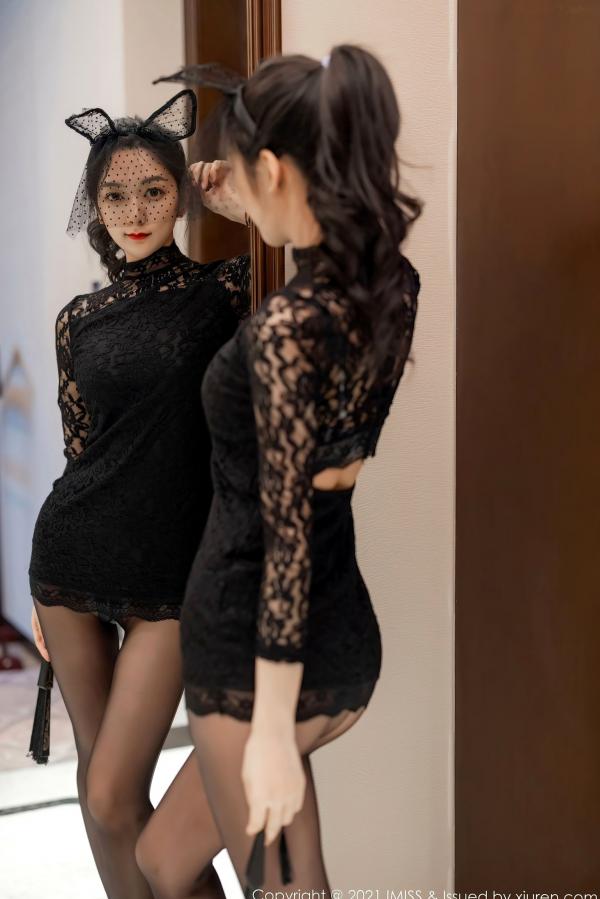    IMiss爱蜜社-566-小热巴-精致内衣与黑色镂空裙诱惑写真-黑丝制服-室内私房大尺度第4张图片
