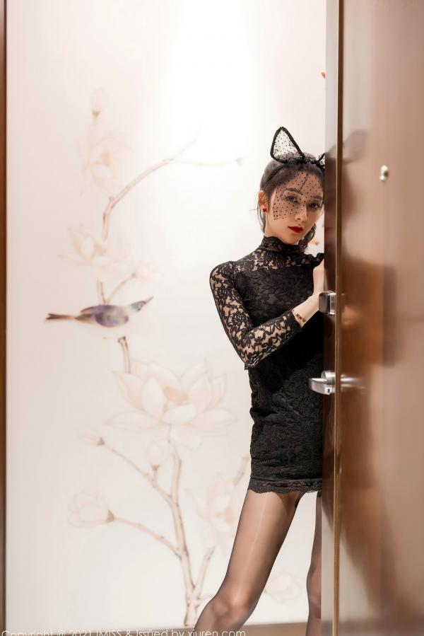    IMiss爱蜜社-566-小热巴-精致内衣与黑色镂空裙诱惑写真-黑丝制服-室内私房大尺度第6张图片
