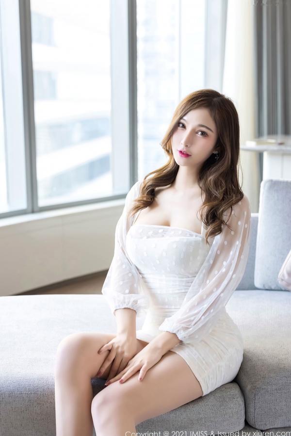    IMiss爱蜜社Lavinia肉肉：白色连衣短裙与丝滑蕾丝内衣写真，尽显妩媚性感身材，居家私房绝美瞬间第3张图片