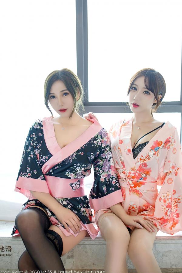    IMiss爱蜜社-493-Lavinia肉肉与LindaLinda-唯美私房照，姐妹花穿搭和服与精致蕾丝内衣，展现极致性感诱惑第11张图片