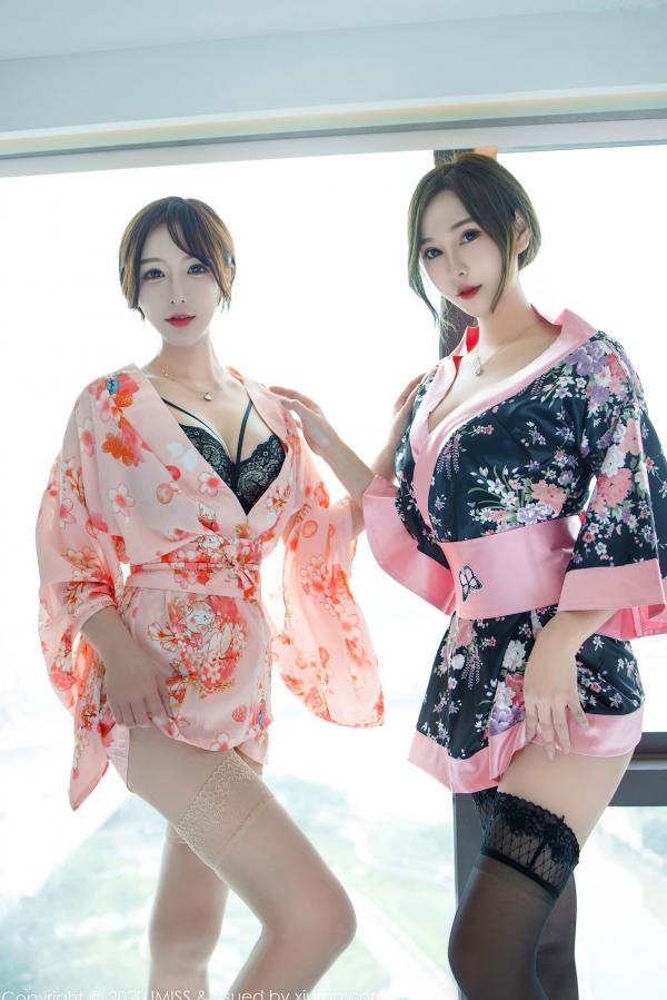    IMiss爱蜜社-493-Lavinia肉肉与LindaLinda-唯美私房照，姐妹花穿搭和服与精致蕾丝内衣，展现极致性感诱惑第17张图片