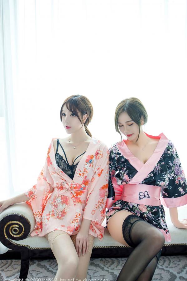    IMiss爱蜜社-493-Lavinia肉肉与LindaLinda-唯美私房照，姐妹花穿搭和服与精致蕾丝内衣，展现极致性感诱惑第27张图片