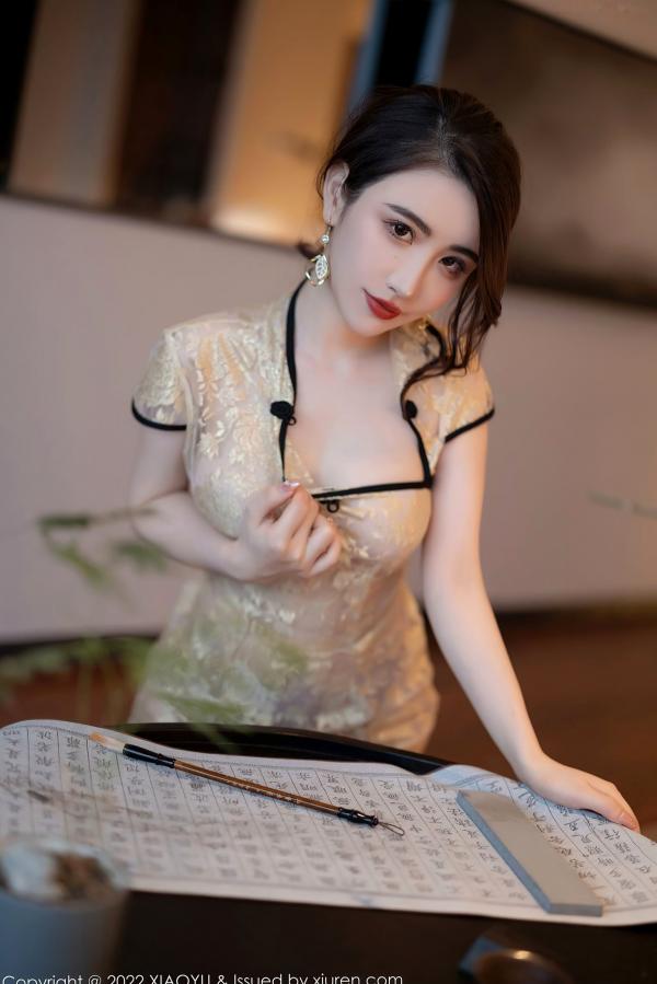    XiaoYu语画界-712-绯月樱-惠州豪华旅拍-黄色轻透蕾丝旗袍私房摄影-极致修身性感曲线-无圣光大尺度第30张图片