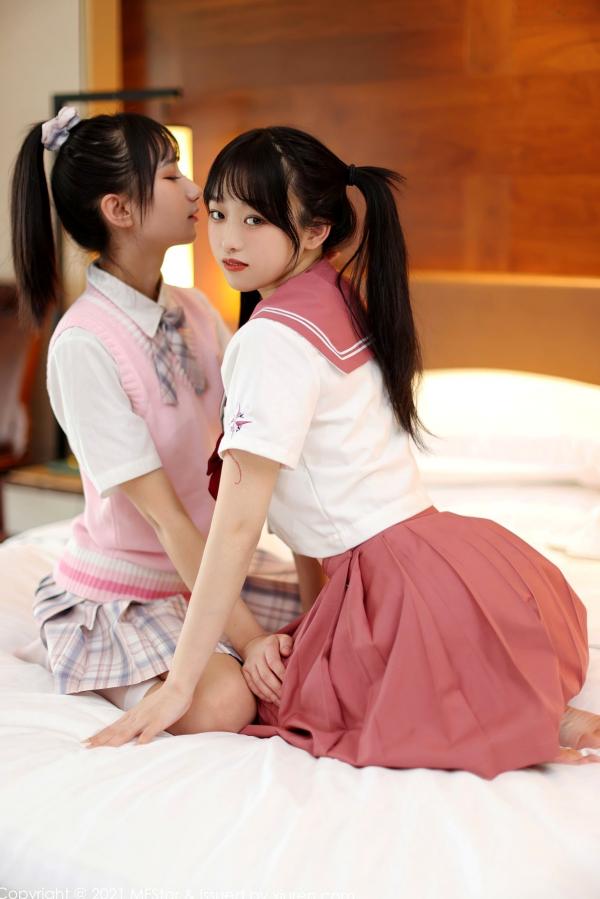    MFStar模范学院-507-小奶瓶-呜呜-元气姐妹花JK制服，双马尾青春日系校服写真，甜美私房诱惑第4张图片