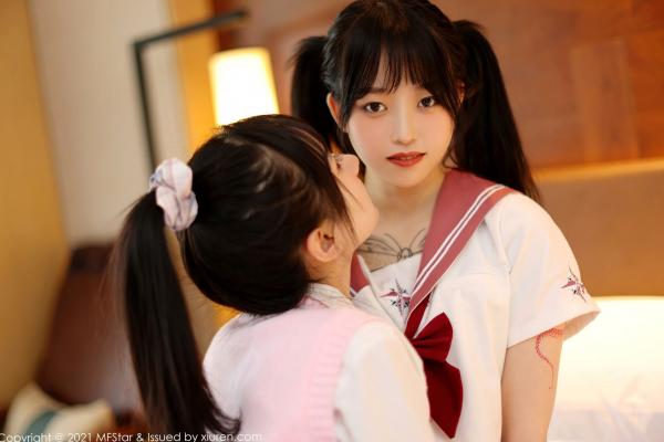    MFStar模范学院-507-小奶瓶-呜呜-元气姐妹花JK制服，双马尾青春日系校服写真，甜美私房诱惑第12张图片