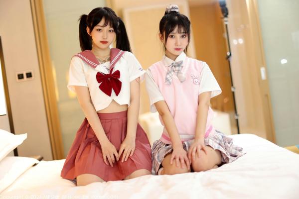    MFStar模范学院-507-小奶瓶-呜呜-元气姐妹花JK制服，双马尾青春日系校服写真，甜美私房诱惑第18张图片
