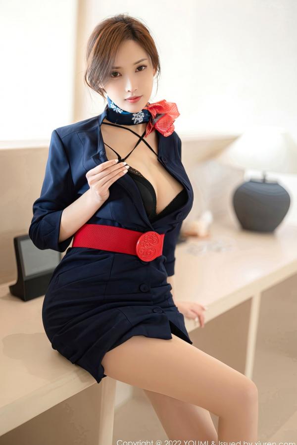    YouMi尤蜜荟-858-奶瓶土肥圆-性感深色OL制服空姐风诱惑-肤色丝袜美腿-2022.10.28-无圣光大尺度写真第12张图片
