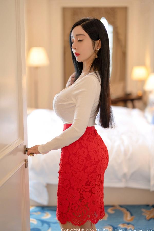    YouMi尤蜜荟-允尔-红色蕾丝内衣私房诱惑-性感大尺度写真第4张图片