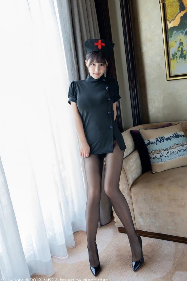 朱可 朱可儿Flora  IMiss爱蜜社朱可儿：暗黑护士系列私房美照，极致黑丝制服诱惑与性感曲线的高清演绎第1张图片