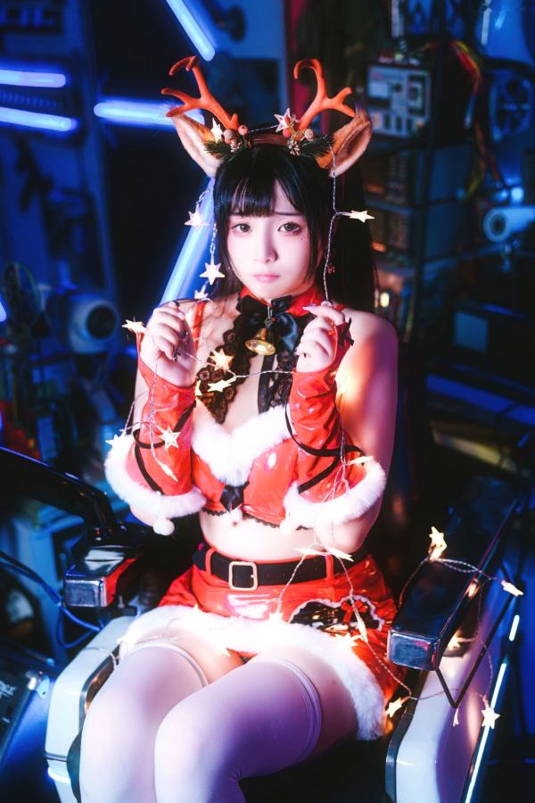    落落Raku-Dear-Deer-2022.12月订阅，赛博朋克科技感，圣诞小鹿COS，大胆火辣私房写真第5张图片