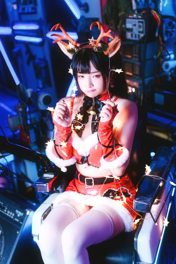    落落Raku-Dear-Deer-2022.12月订阅，赛博朋克科技感，圣诞小鹿COS，大胆火辣私房写真第6张图片