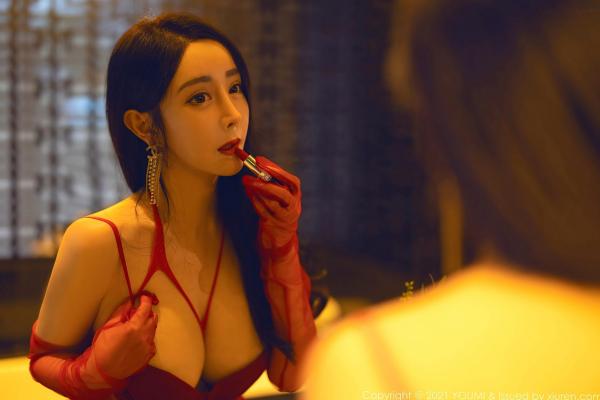    YouMi尤蜜荟-允爾-暖色调浴室私房写真，红色性感丁字裤情趣内衣，极致诱惑女神视觉盛宴第11张图片