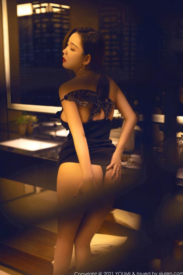    YouMi尤蜜荟-710-艾静香-冷艳性感女神，成都酒店私房黑色典雅礼裙写真，气质高级诱惑撩人第12张图片
