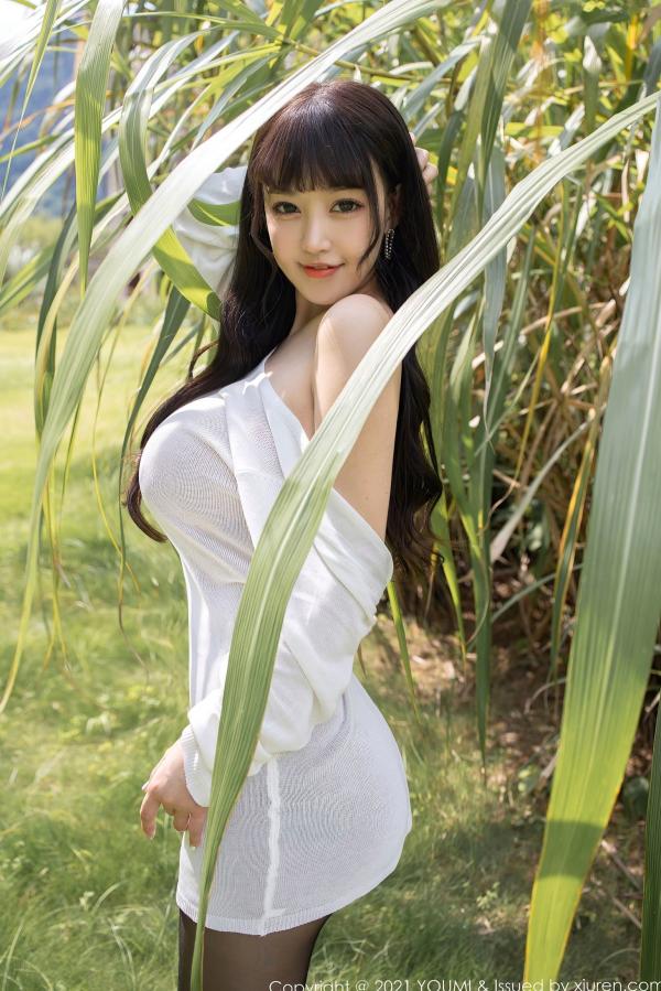    YouMi尤蜜荟-680-朱可儿-桂林旅拍-白色薄透针织裙诱惑-黑丝美腿极致丰满大尺度写真第49张图片