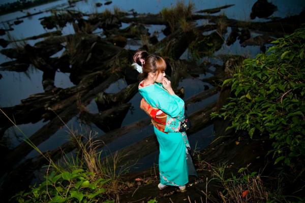    台湾正妹果子、小品、兔兔(品果兔)《宜蘭和服遊拍》户外古风写真，清纯美少女角色扮演英气十足第53张图片