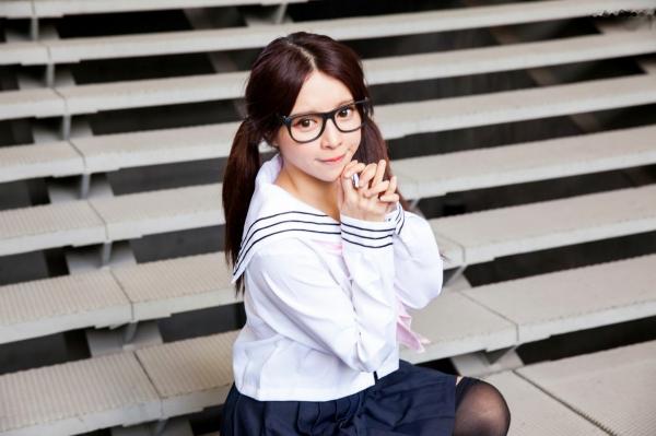    台湾正妹张齐郡JULIE《长筒袜校服少女》户外日系清新学生装写真集第2张图片