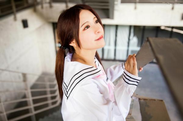    台湾正妹张齐郡JULIE《长筒袜校服少女》户外日系清新学生装写真集第20张图片