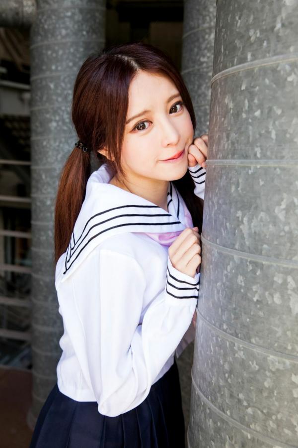    台湾正妹张齐郡JULIE《长筒袜校服少女》户外日系清新学生装写真集第31张图片