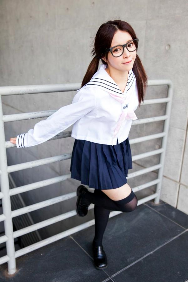    台湾正妹张齐郡JULIE《长筒袜校服少女》户外日系清新学生装写真集第36张图片