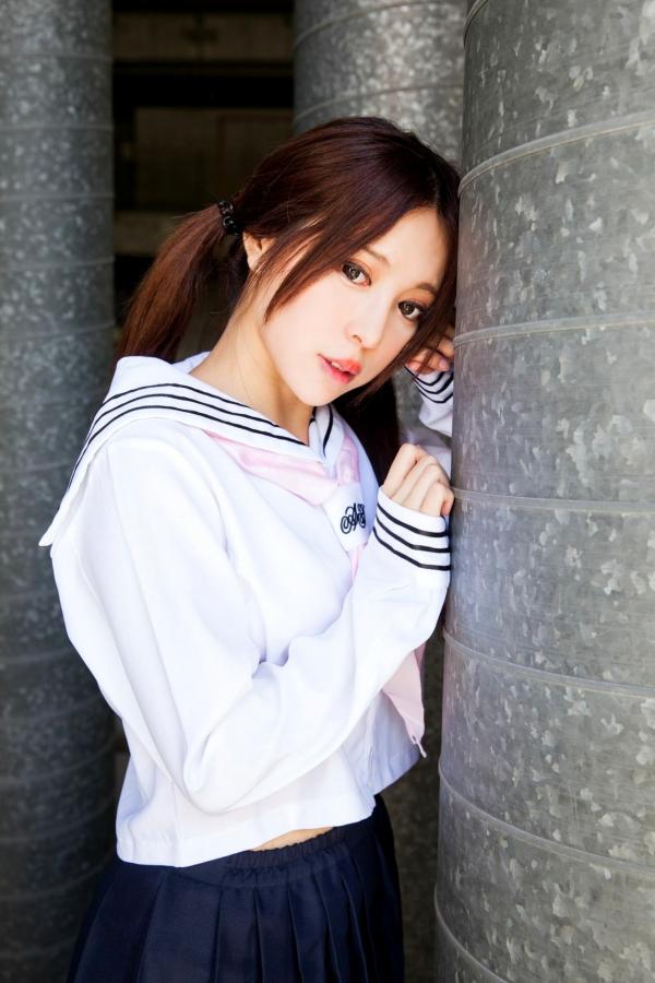    台湾正妹张齐郡JULIE《长筒袜校服少女》户外日系清新学生装写真集第79张图片