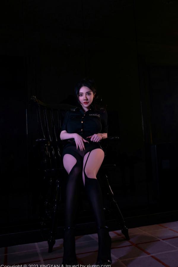 潘娇娇 潘娇娇  XingYan星颜社-218-潘娇娇-黑色女警制服皮短裙黑丝诱惑-2023.11.24-冷艳暗黑风角色扮演大尺度私房照第8张图片