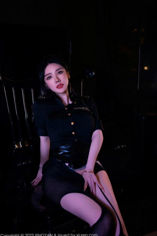潘娇娇 潘娇娇  XingYan星颜社-218-潘娇娇-黑色女警制服皮短裙黑丝诱惑-2023.11.24-冷艳暗黑风角色扮演大尺度私房照第10张图片