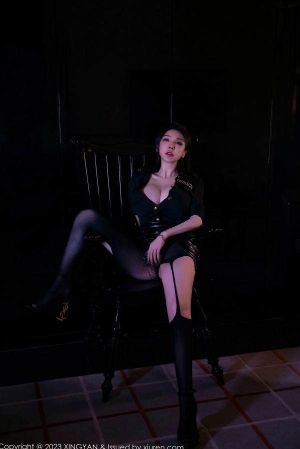 潘娇娇 潘娇娇  XingYan星颜社-218-潘娇娇-黑色女警制服皮短裙黑丝诱惑-2023.11.24-冷艳暗黑风角色扮演大尺度私房照第11张图片