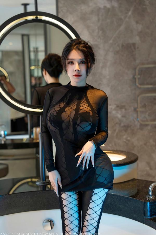 潘娇娇 潘娇娇  XingYan星颜社-潘娇娇：浴缸禁忌私房诱惑，黑色透视网袜装，野性大尺度写真第11张图片