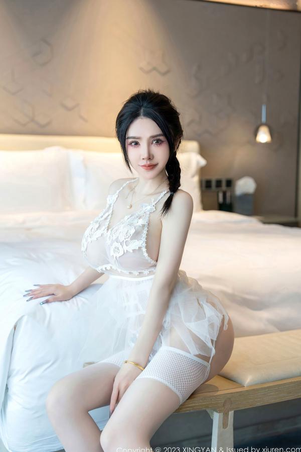潘娇娇 潘娇娇  星颜社196期：潘娇娇演绎白色蕾丝情趣内衣，极致诱惑私房照，展现白嫩肌肤与曼妙身材，无圣光大尺度唯美摄影大片第4张图片