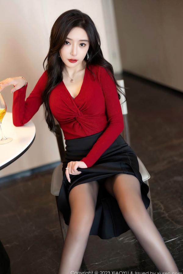 王馨瑶   XiaoYu语画界-987-王馨瑶：职场红衣黑包臀裙，优雅气质与极致私房诱惑 - 2023.03.16第17张图片