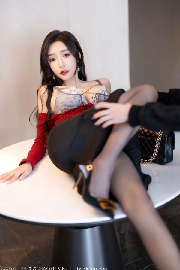 王馨瑶   XiaoYu语画界-987-王馨瑶：职场红衣黑包臀裙，优雅气质与极致私房诱惑 - 2023.03.16第59张图片