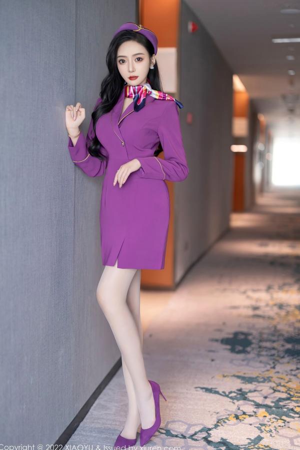 王馨瑶   XiaoYu语画界-781-王馨瑶Yanni-紫色空姐制服诱惑-角色扮演紫色套装灰内衣肉丝-2022.05.19-无圣光大尺度第7张图片