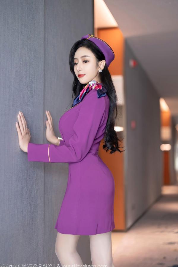 王馨瑶   XiaoYu语画界-781-王馨瑶Yanni-紫色空姐制服诱惑-角色扮演紫色套装灰内衣肉丝-2022.05.19-无圣光大尺度第9张图片