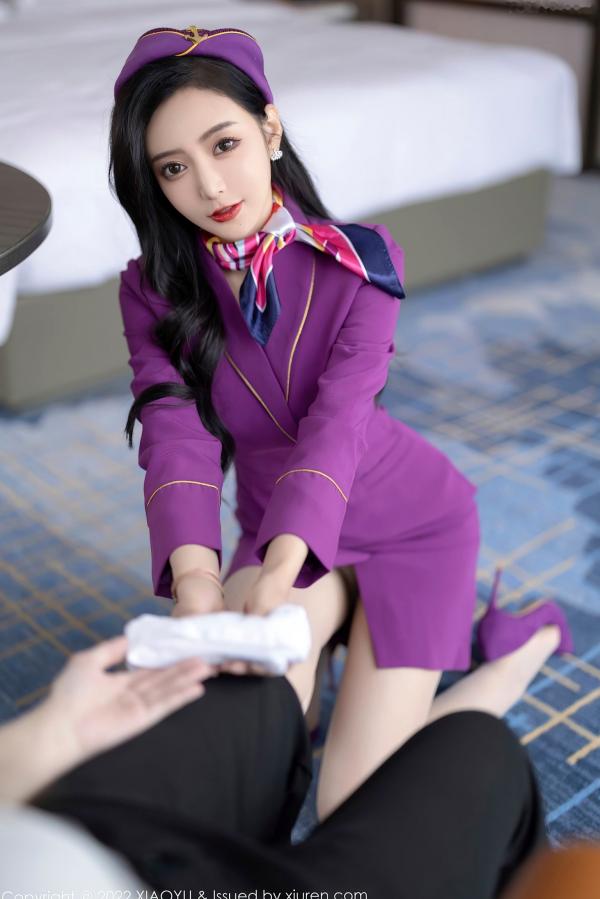 王馨瑶   XiaoYu语画界-781-王馨瑶Yanni-紫色空姐制服诱惑-角色扮演紫色套装灰内衣肉丝-2022.05.19-无圣光大尺度第15张图片
