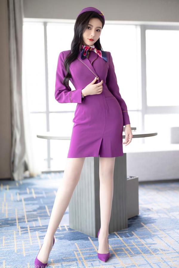 王馨瑶   XiaoYu语画界-781-王馨瑶Yanni-紫色空姐制服诱惑-角色扮演紫色套装灰内衣肉丝-2022.05.19-无圣光大尺度第18张图片