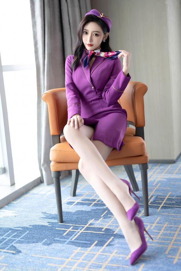 王馨瑶   XiaoYu语画界-781-王馨瑶Yanni-紫色空姐制服诱惑-角色扮演紫色套装灰内衣肉丝-2022.05.19-无圣光大尺度第20张图片