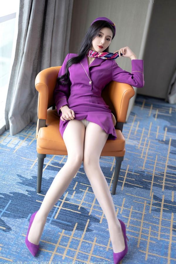 王馨瑶   XiaoYu语画界-781-王馨瑶Yanni-紫色空姐制服诱惑-角色扮演紫色套装灰内衣肉丝-2022.05.19-无圣光大尺度第23张图片