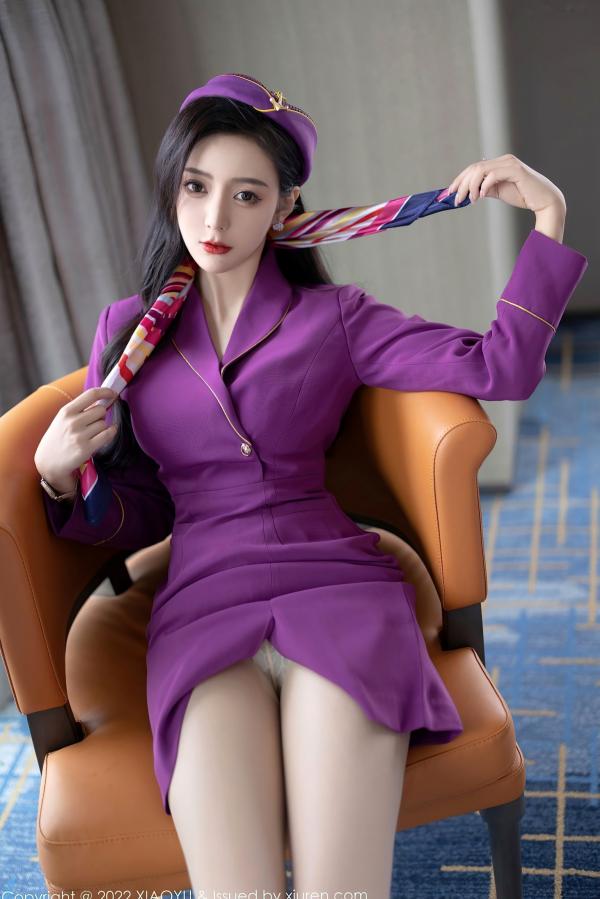 王馨瑶   XiaoYu语画界-781-王馨瑶Yanni-紫色空姐制服诱惑-角色扮演紫色套装灰内衣肉丝-2022.05.19-无圣光大尺度第25张图片