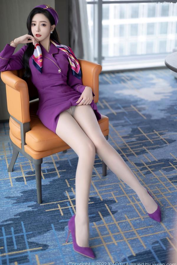 王馨瑶   XiaoYu语画界-781-王馨瑶Yanni-紫色空姐制服诱惑-角色扮演紫色套装灰内衣肉丝-2022.05.19-无圣光大尺度第27张图片