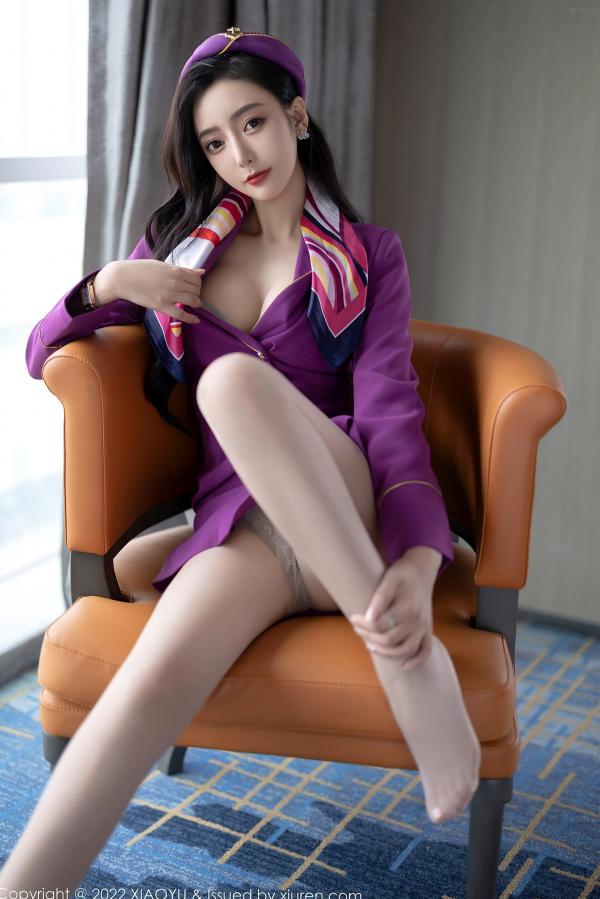 王馨瑶   XiaoYu语画界-781-王馨瑶Yanni-紫色空姐制服诱惑-角色扮演紫色套装灰内衣肉丝-2022.05.19-无圣光大尺度第33张图片