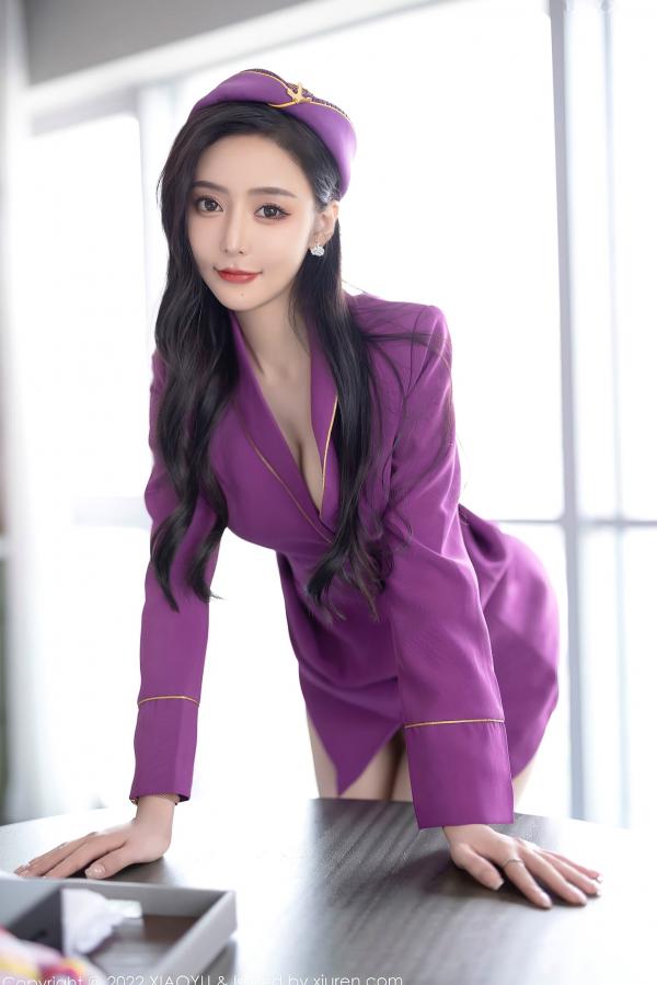 王馨瑶   XiaoYu语画界-781-王馨瑶Yanni-紫色空姐制服诱惑-角色扮演紫色套装灰内衣肉丝-2022.05.19-无圣光大尺度第41张图片