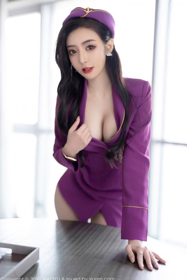 王馨瑶   XiaoYu语画界-781-王馨瑶Yanni-紫色空姐制服诱惑-角色扮演紫色套装灰内衣肉丝-2022.05.19-无圣光大尺度第42张图片