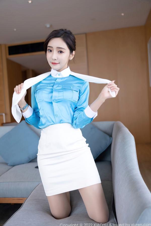 王馨瑶   语画界王馨瑶Yanni-惠州旅拍职场制服私房写真-蓝色丝绸衬衫诱惑包臀裙-大尺度性感赏析第22张图片
