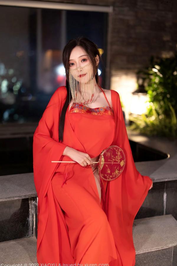 王馨瑶   XiaoYu语画界-708-王馨瑶Yanni-古典韵味红色肚兜私房写真-流苏面纱东方诱惑-无圣光大尺度第2张图片