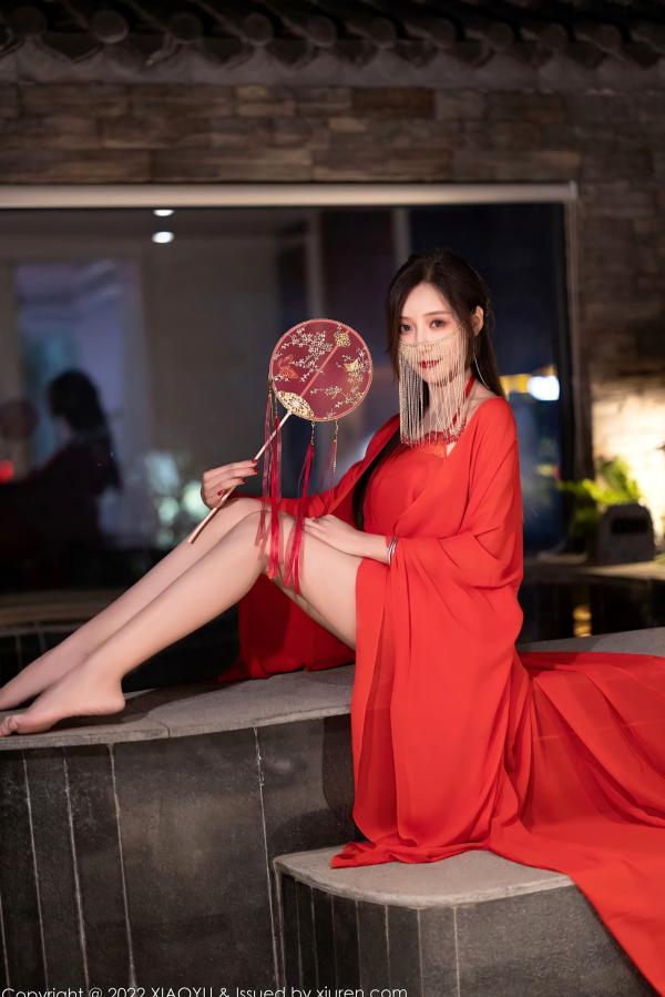 王馨瑶   XiaoYu语画界-708-王馨瑶Yanni-古典韵味红色肚兜私房写真-流苏面纱东方诱惑-无圣光大尺度第4张图片