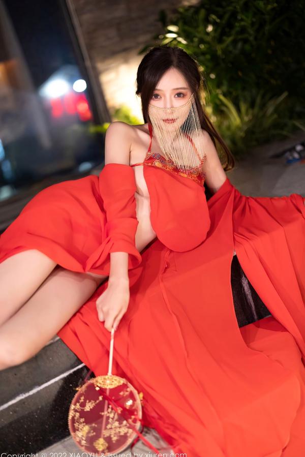 王馨瑶   XiaoYu语画界-708-王馨瑶Yanni-古典韵味红色肚兜私房写真-流苏面纱东方诱惑-无圣光大尺度第13张图片