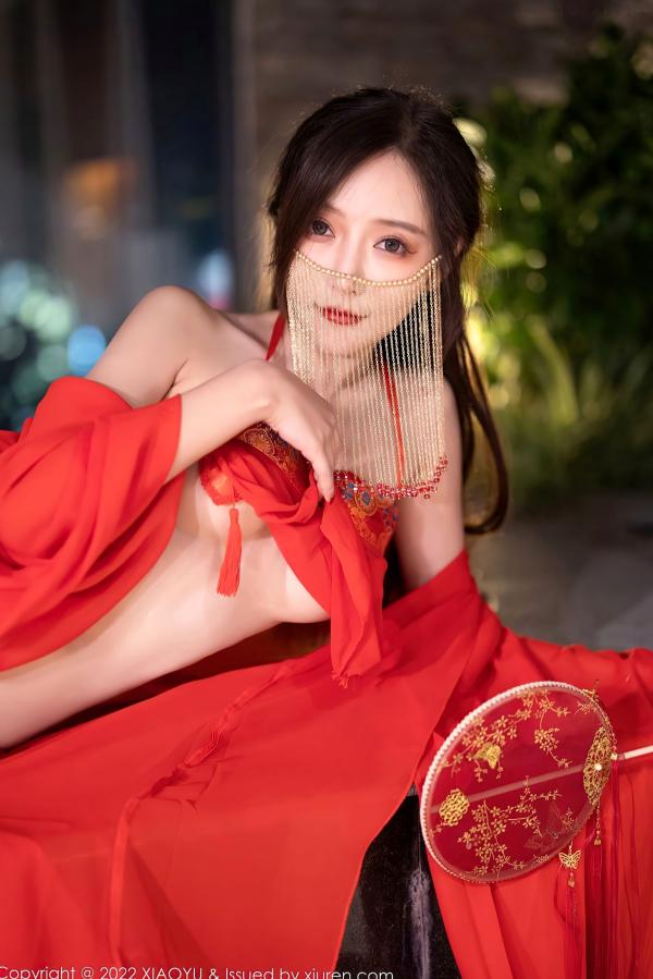 王馨瑶   XiaoYu语画界-708-王馨瑶Yanni-古典韵味红色肚兜私房写真-流苏面纱东方诱惑-无圣光大尺度第14张图片